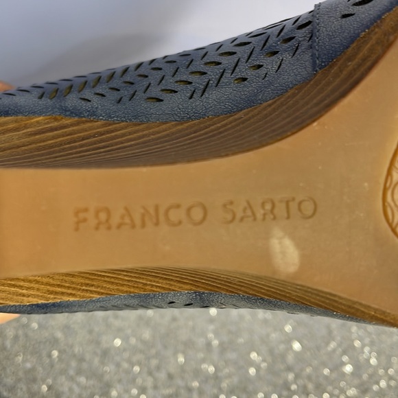 Franco Sarto Washed Denim Blue Wooden Heel Size 9.5 - Picture 12 of 13